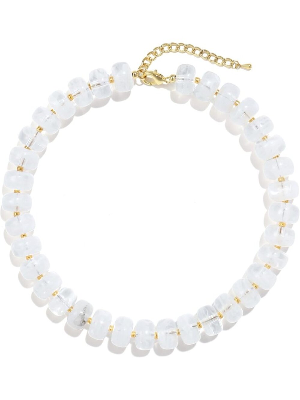 Women's Clear White Chunky Acrylic Beaded Choker Statement Trendy Jewelry Gift